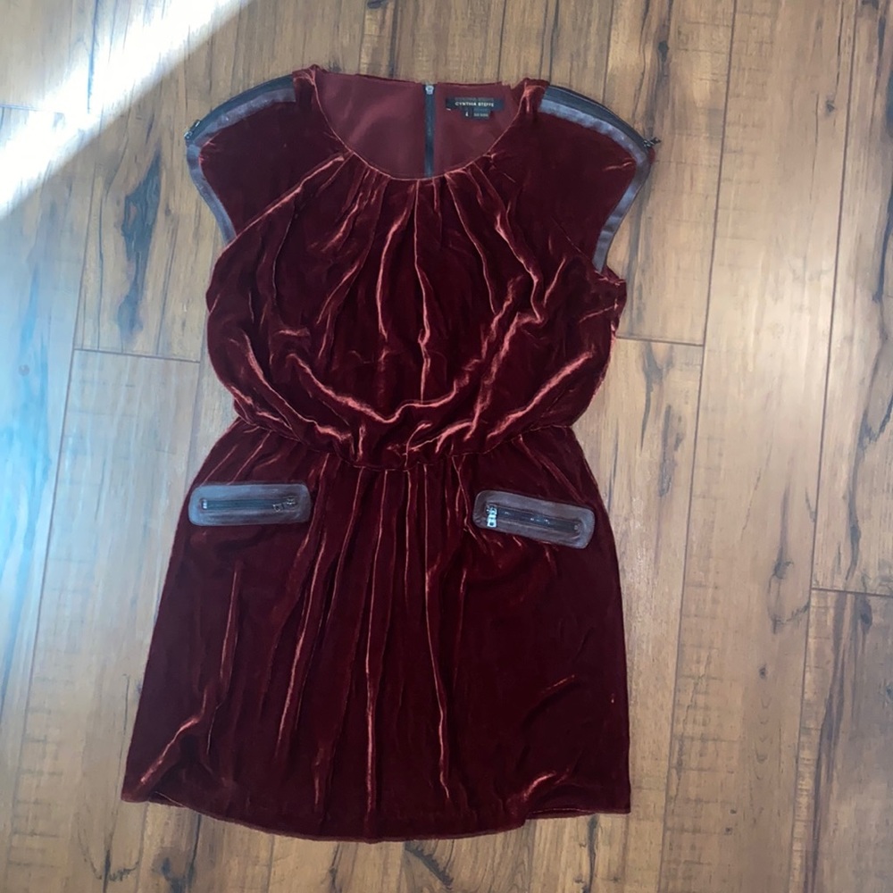 Cynthia Steffe 4. Velvet dress with leather/zipper detail